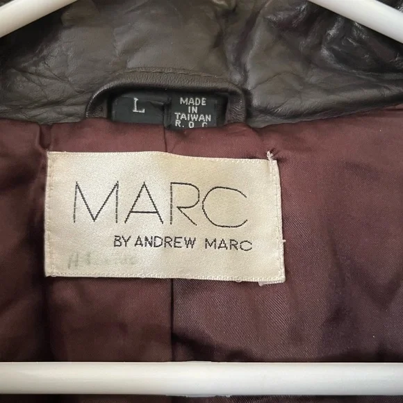 Vintage Andrew Marc Men's Brown Genuine Leather Bomber Insulated Jacket Sz LG - Picture 2 of 6